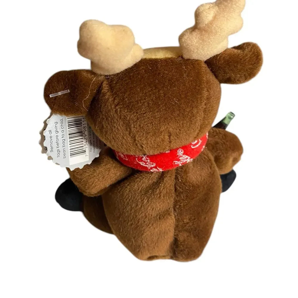 NWT 1998 Coca-Cola Collectible Reindeer Bean Bag Plush holding a Coke Bottle